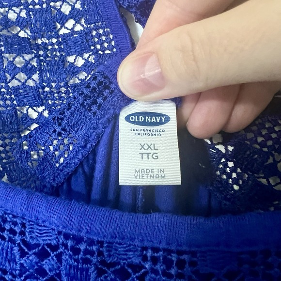 Old Navy Royal Blue Crochet Yoke Romper Shorts Jumpsuit Women's XXL - Picture 5 of 9